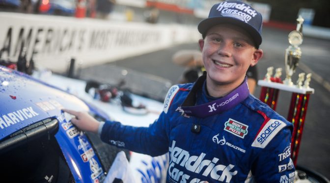 Featured Image for Keelan Harvick beats father, PLM Tour field at Hickory for first career victory